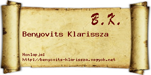 Benyovits Klarissza névjegykártya